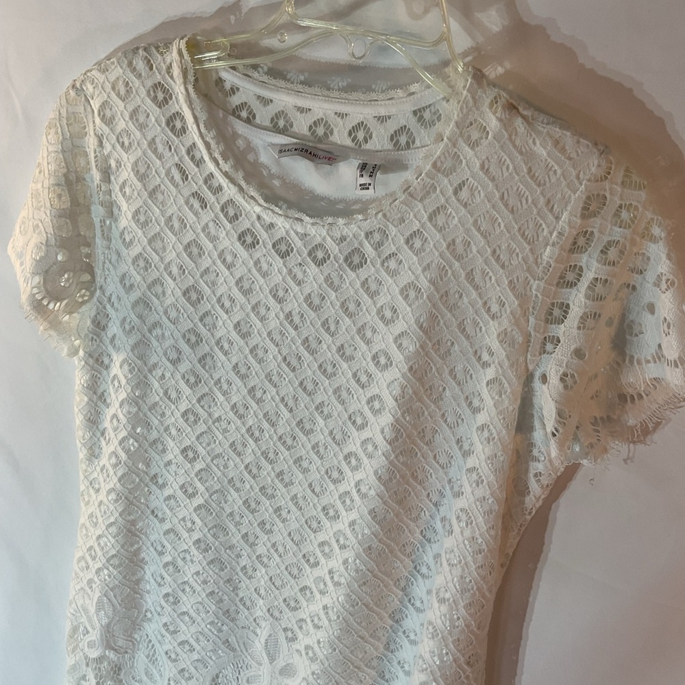 Isaac Mizrahi Small Short Cap Sleeve White Lace Mini Dress Summer Sundress - Picture 10 of 10